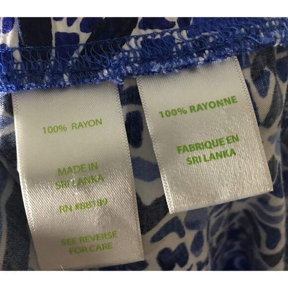 Lilly Pulitzer Pants Women's Size XS Blue White Geometric Mosaic Stretch - Picture 7 of 7